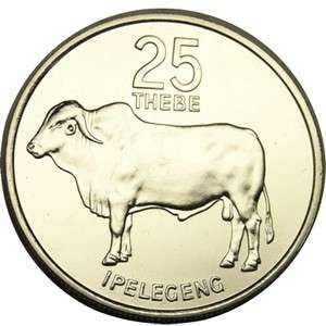 elf Botswana 25 Thebe 1976 Proof Zebu Cow  