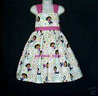 Dora & Boots w/Colorful Dots Sun Dress Sz 12M 10yrs  