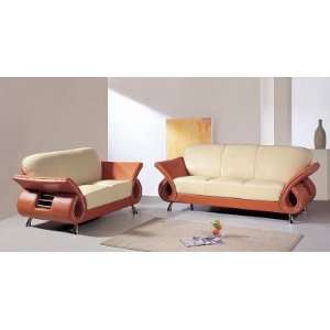  559 Orange/Beige Leather Sofa (Color # 210/2005) 559 