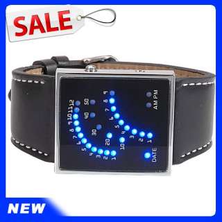 New OHSEN Blue LED Light Quartz Mens Black Band XMAS GIFT Wrist Watch 