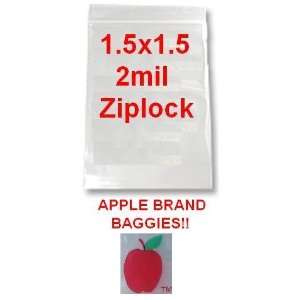  10,000 1.5x1.5 2mil Apple Brand Clear Ziplock Bags 1.5 1.5 