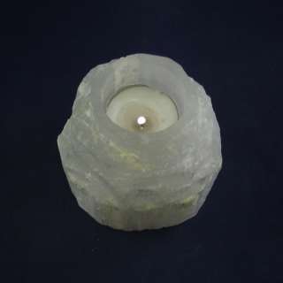 80mm White Selenite Tower Votive Candle Holder Healing Crystal 