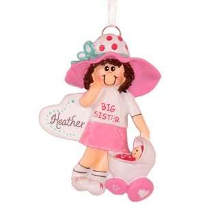  6081 Brunette Big Sister Personalized Christmas Ornament 