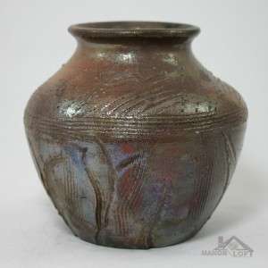 Artist Signed Handcrafted Raku Glazed Vase Pottery RB121810 80 by Ron 