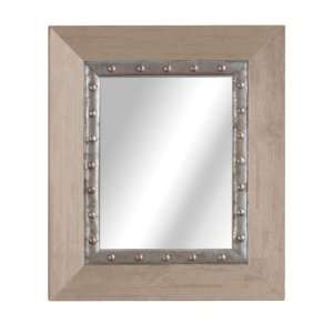  Pack of 2 Rectangular Studded Wall Mirrors with Wood Like 