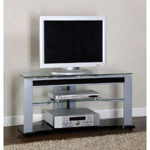   Back, Square Front TV Stand with Poly Black Base