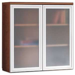 HON® Park Avenue Laminate Bookcase Hutch, Frosted Glass Doors, Shaker 