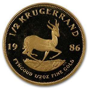  1986 1/2 oz Proof Gold South African Krugerrand 