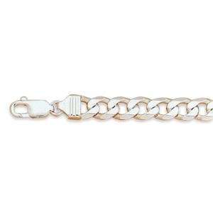  Beveled Curb 220 Chain Bracelet 8mm Sterling Silver, 8 