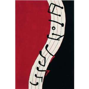  Notes Rug 8x11 Black/red