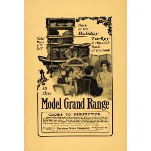 1904 Ad Barstow Stove Model Grand Range Xmas Turkey   Original Print 