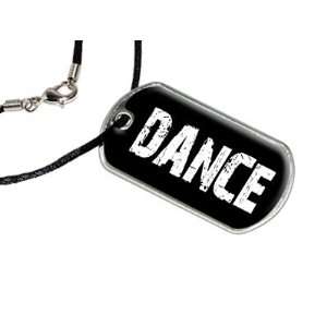  Dance   Military Dog Tag Black Satin Cord Necklace 