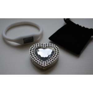 Silver Heart Purse Hook + Silicone Watch and Velvet Bag Foldup Hand 