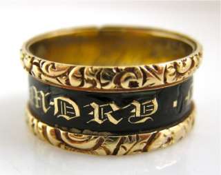 Fine Antique 1821 Georgian 18ct Gold & Enamelled Mourning Ring ~ NO 
