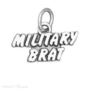  Sterling Silver MILITARY BRAT Message Word Charm 