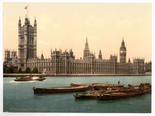 1890s photo Houses of Parliament from river,London  