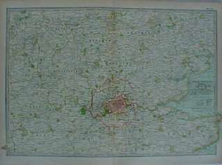 Original 1897 Map VICINITY OF LONDON England Oxford RRs  