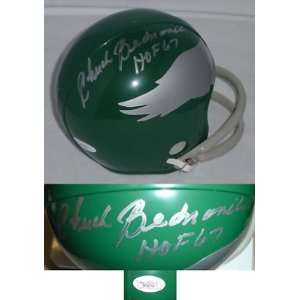 Signed Chuck Bednarik Mini Helmet   HOF JSA COA   Autographed NFL Mini 