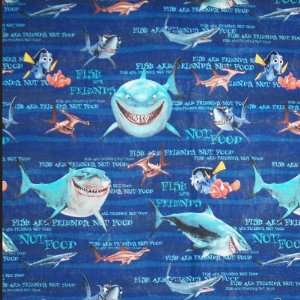  44 Wide Fabric, Finding Nemo and Words FISH ARE FRIENDS 