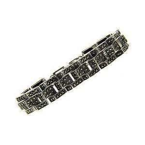  Sterling Silver Marcasite Accordion Link Bracelet Jewelry