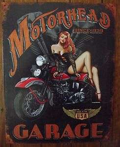 MOTORHEAD GARAGE ~ Metal Sign for the Mancave ~ Harley Indian 