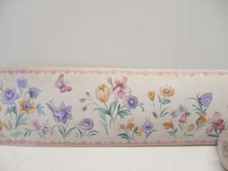 White Border with Pink Purple and Yellow Flowers  