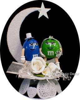 Candy Wedding Cake Topper Blue GREEN M&M #2  