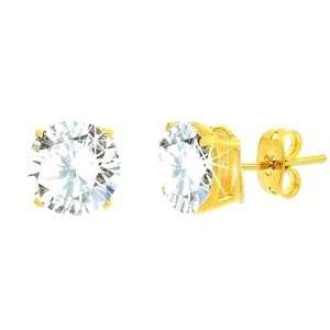   14K Gold over .925 Sterling Silver Round 8MM CZ Stud Earrings Jewelry