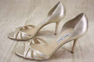 Jimmy Choo Egypt Metallic d Orsay Cut out Gold Leather sandals Pumps 