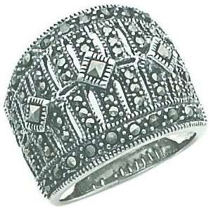 Sterling Silver Marcasite Ring Sz 8 Jewelry