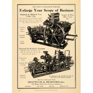  1922 Ad Shattuck & Bickford Color Unit Operation Press 
