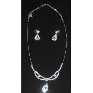  Rhinestone Necklace and Earrings Set 