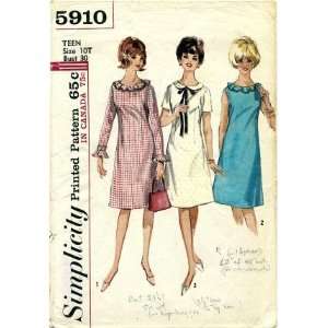  Simplicity 5910 Retro A line Dress Size 10   Bust 30 Arts 