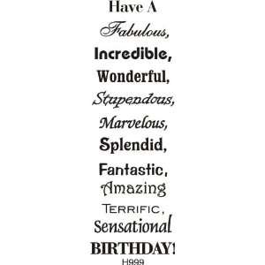  Wordy Birthday Greeting Rubber Stamp Arts, Crafts 