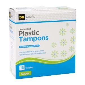  DG Health Plastic Tampons   Unscented Super, 18 ct Health 