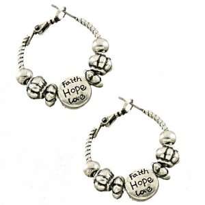   Inspirational Words Engraved in Center Faith Hope Love  Jewelry