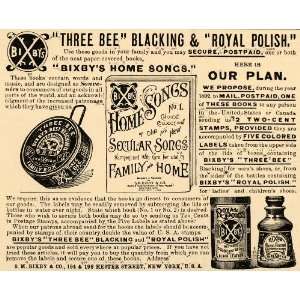  1892 Ad S M Bixby & Co Three Bee Blacking Royal Polish 