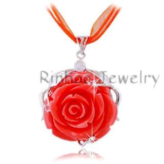 8strds Flower 42MM Rhinestone Charms Pendant Necklaces  