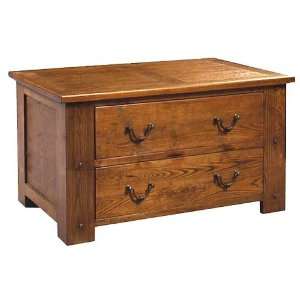  Rustic Solid Wood 2 Storage Drawer Trunk Coffee Table 