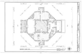   unique octagon brick country house plan by Thomas Jefferson  