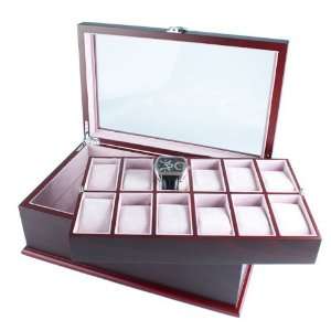  Ukm Gifts 17 Wooden Watch Display Box Case Cherry New 