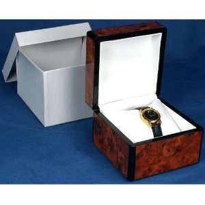   Watch Amber Burl Stain Wood Gift Box Jewelry Display