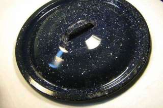Vintage Granitelware Navy Blue with White Splatter Canning Pot Stock 