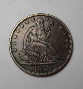 1858 S Seated Liberty Half Dollar *Original XF* Tough Date  