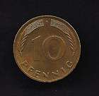 World Coins   Germany 10 Pfennig 1987 F Coin KM # 108