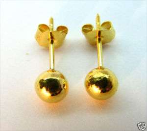 EXCELLENT 22K SOLID GOLD BIG BALL 5 MM. STUD EARRINGS  