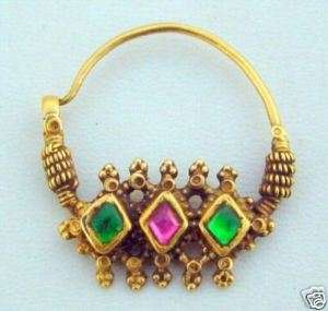 23K ANTIQUE COLLECTIBLE TRIBAL OLD GOLD NOSE RING NOSEPIN PENDANT 