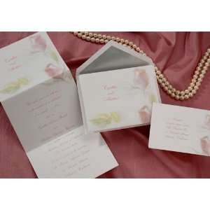   Artful Pink Roses Tri Fold Wedding Invitations