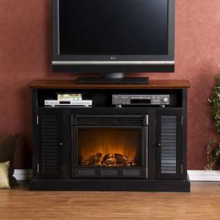 New Black & Walnut Electric Fireplace TV Stand Console Media Storage 
