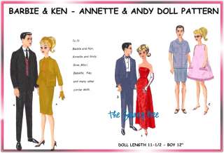 Barbie & Ken Doll wardrobe Pattern 11 12 vintage 2519  